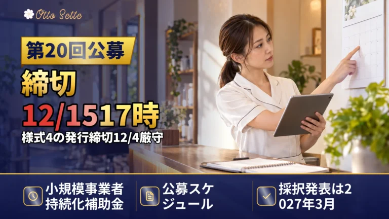 持続化補助金<創業型><一般型>最新公募スケジュール